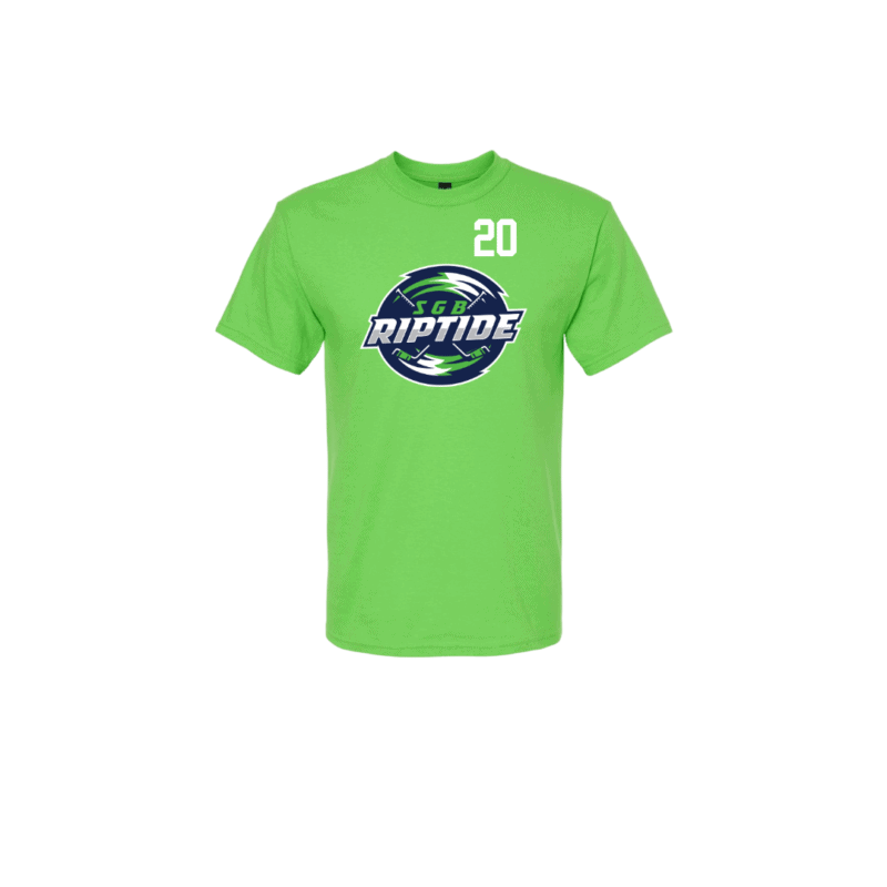 Youth Generic Brand Lime Green Riptide T Shirt with Custom Number