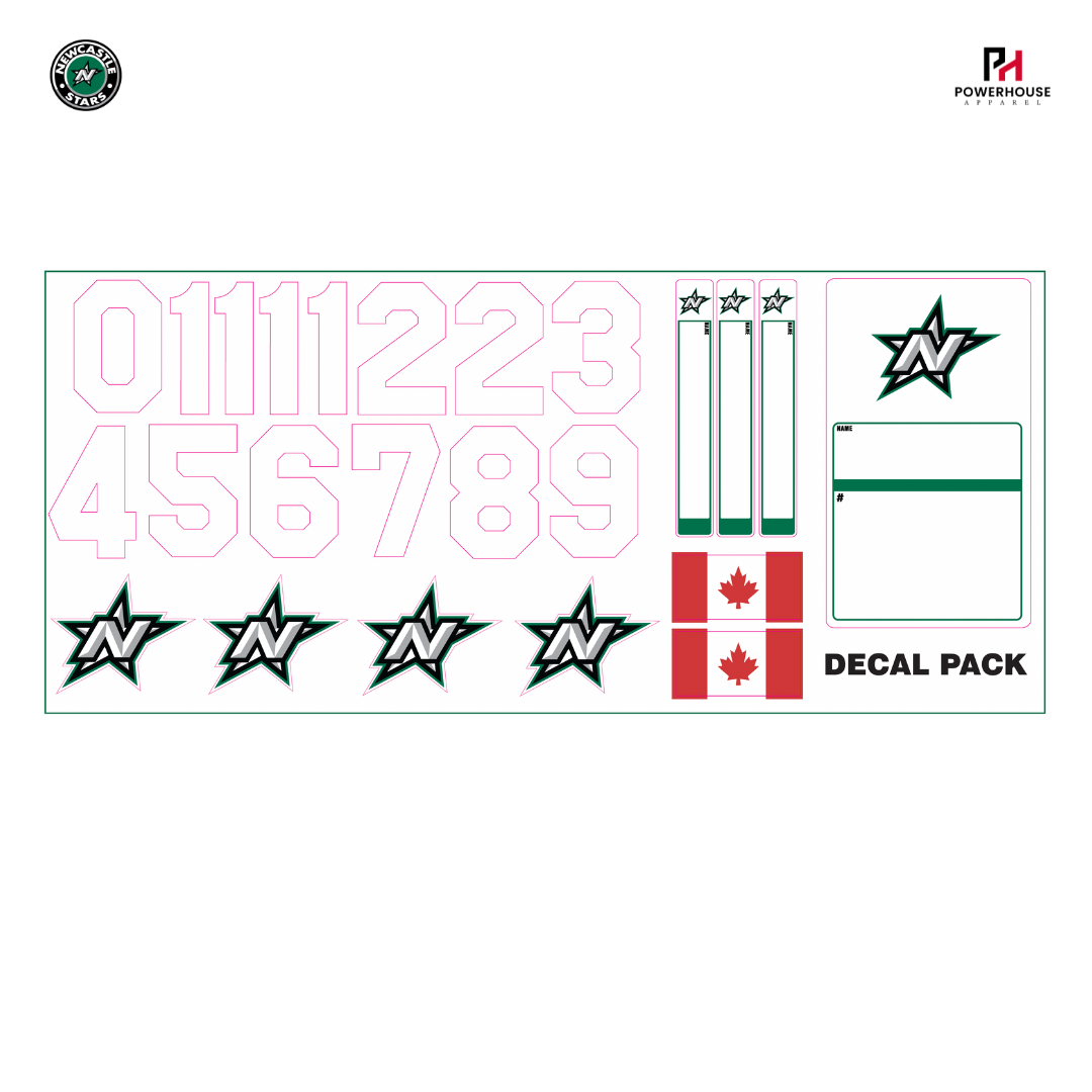Newcastle Stars Helmet Sticker Decal Pack